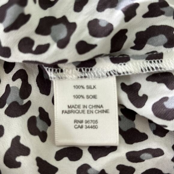 Rebecca Taylor Leopard Silk Long Sleeve Top Size 0 - Picture 5 of 7